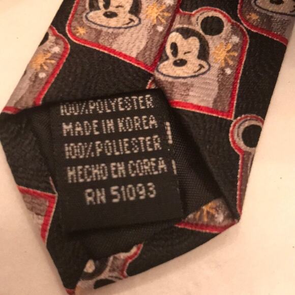 Disney Mickey Mouse Winking Tie Black Red Gray - Picture 5 of 6